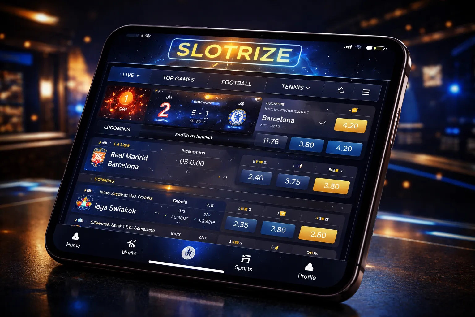 Slotrize betting view on a mobile device