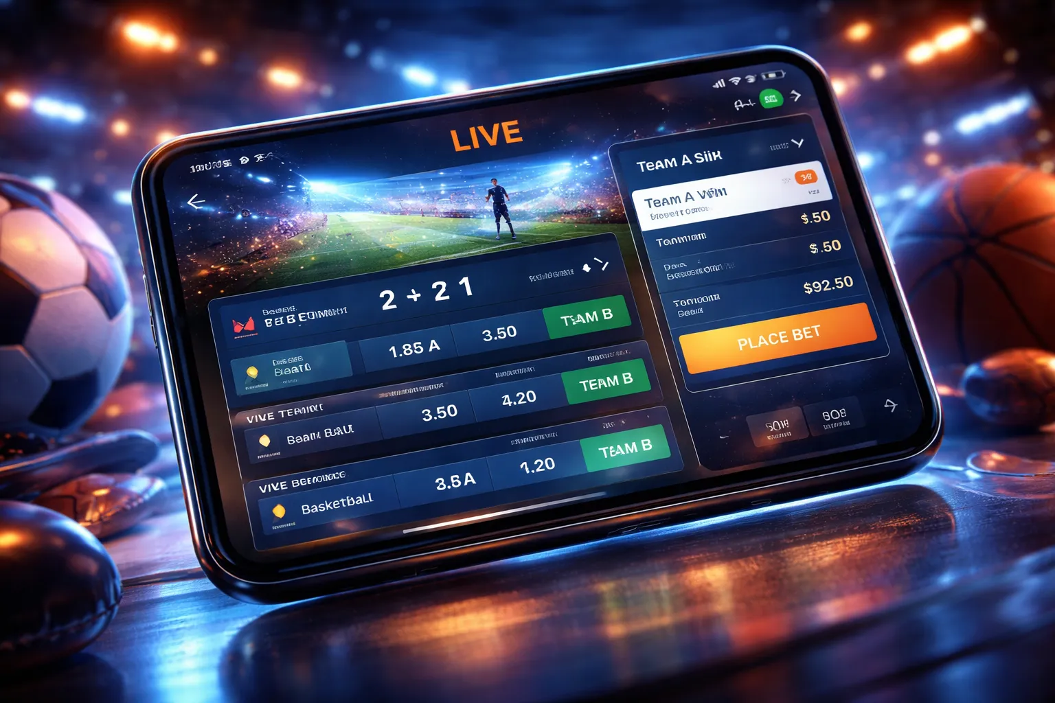 Slotrize live betting screen with active odds
