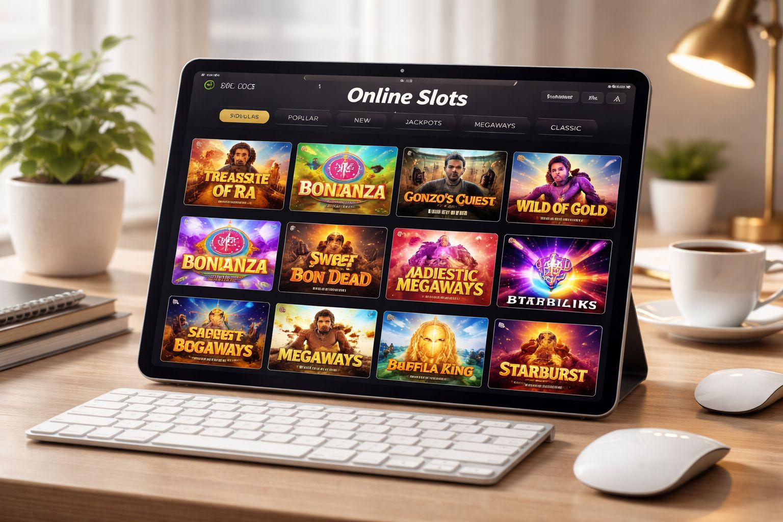 Organized Slotrize slot game grid with multiple colorful reel options
