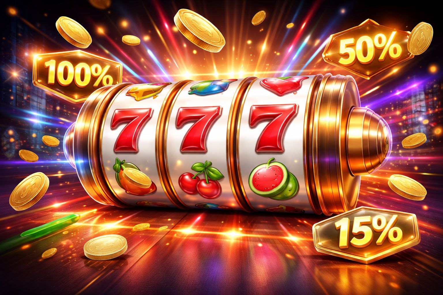 Spinning slot reel on the Slotrize casino page with bright symbols